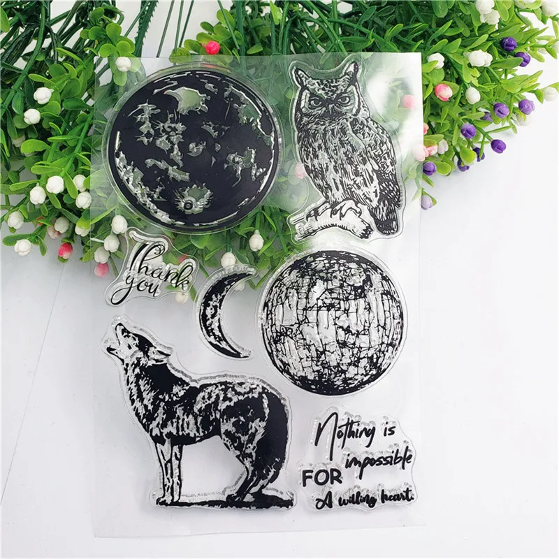 

Midnight Owl Wolf Clear Stamp Transparent For Scrapbooking DIY Stencil Poster Making Postercard Album Decor Kid Funny Soft Seal