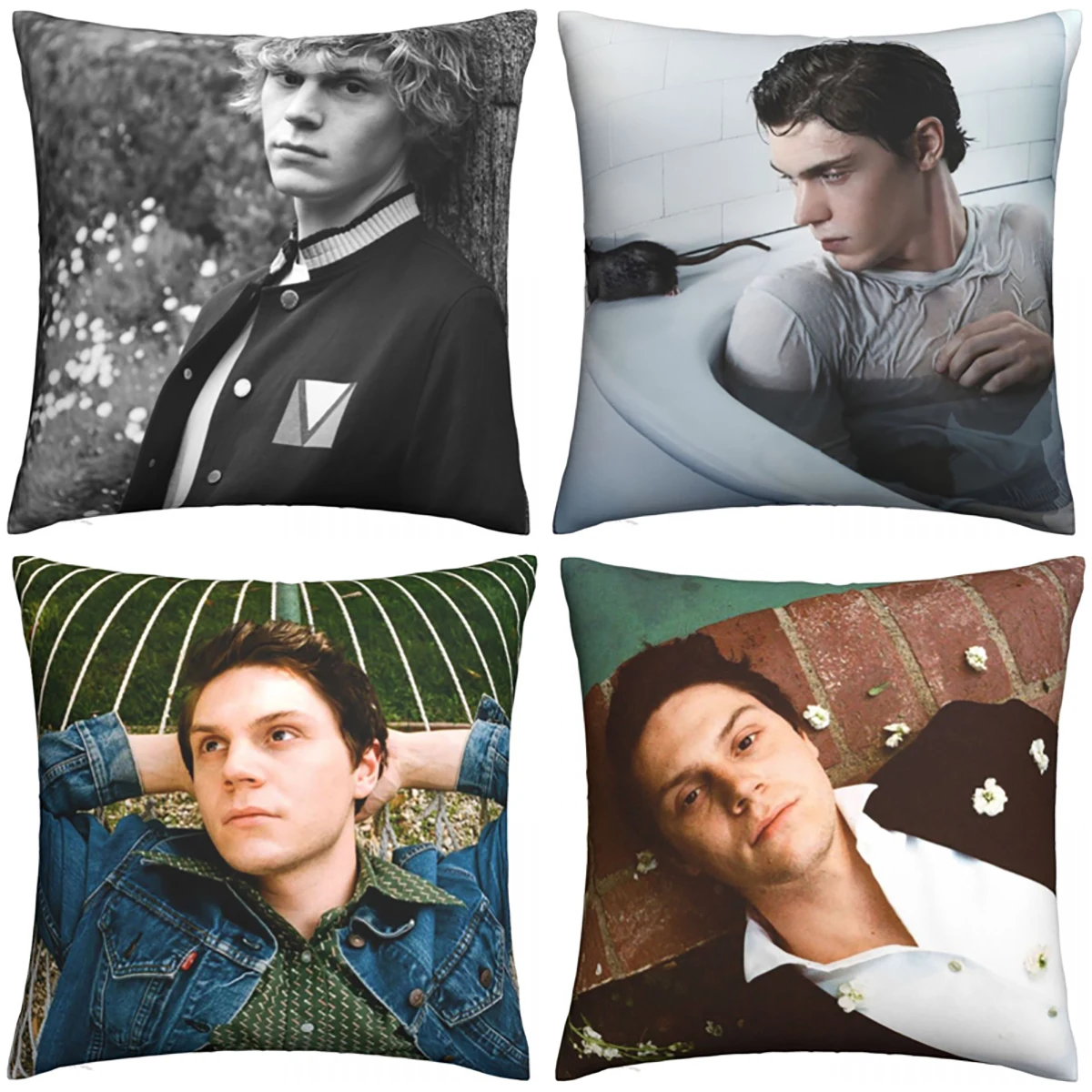 

Evan Peters Pillow Cases Movie Star Actor Cushion Cover Vintage Polyester Decorative Pillowcover for Car 18"x18"