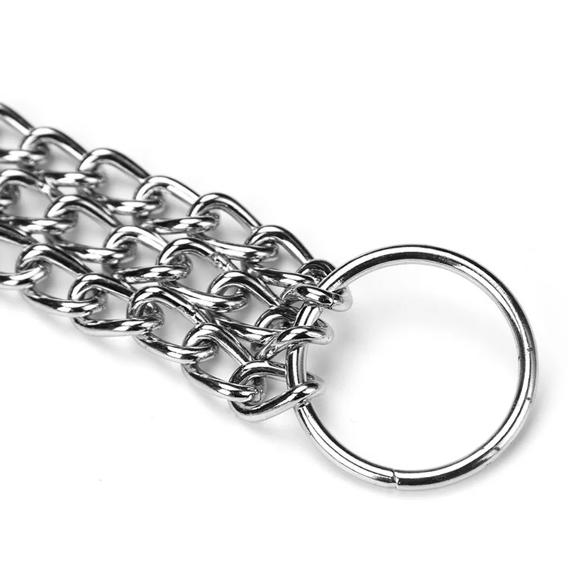 Металлическая железная трехрядная цепочка для собак серебристая P тип ошейник питомцев большие воротники