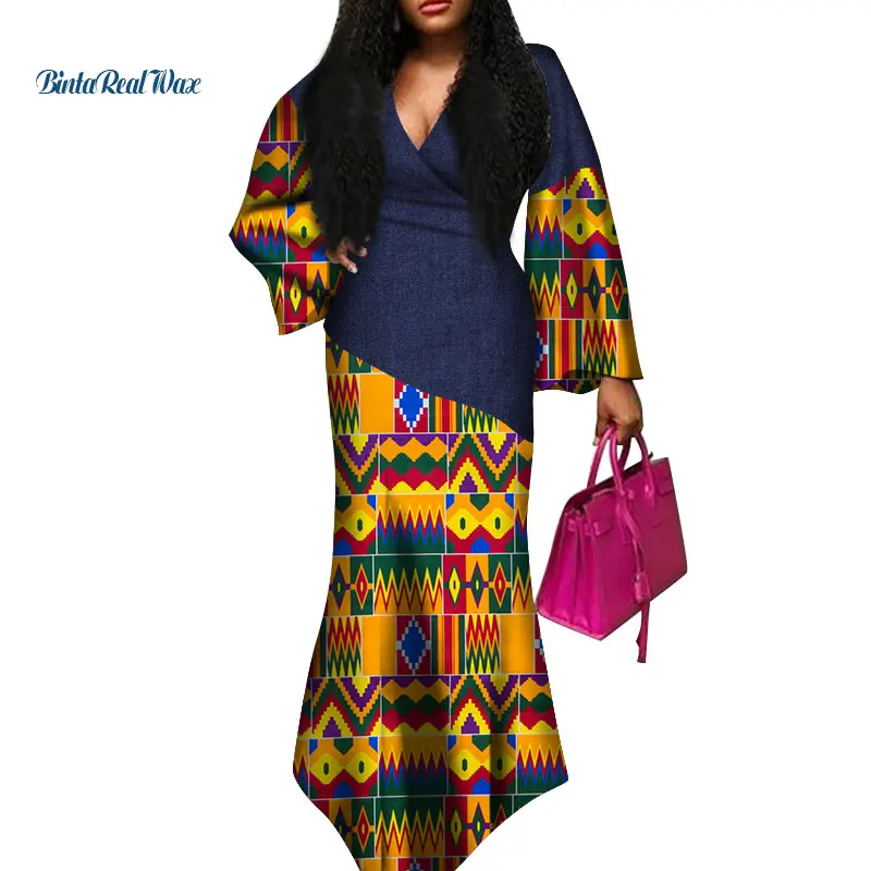 Сексуальные платья с V-образным вырезом африканская одежда Дашики африканские