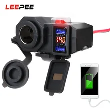 LEEPEE – adaptateur d'alimentation 5V, 2,1 a, double Port USB, prise allume-cigare, guidon de moto, chargeur de téléphone, affichage numérique