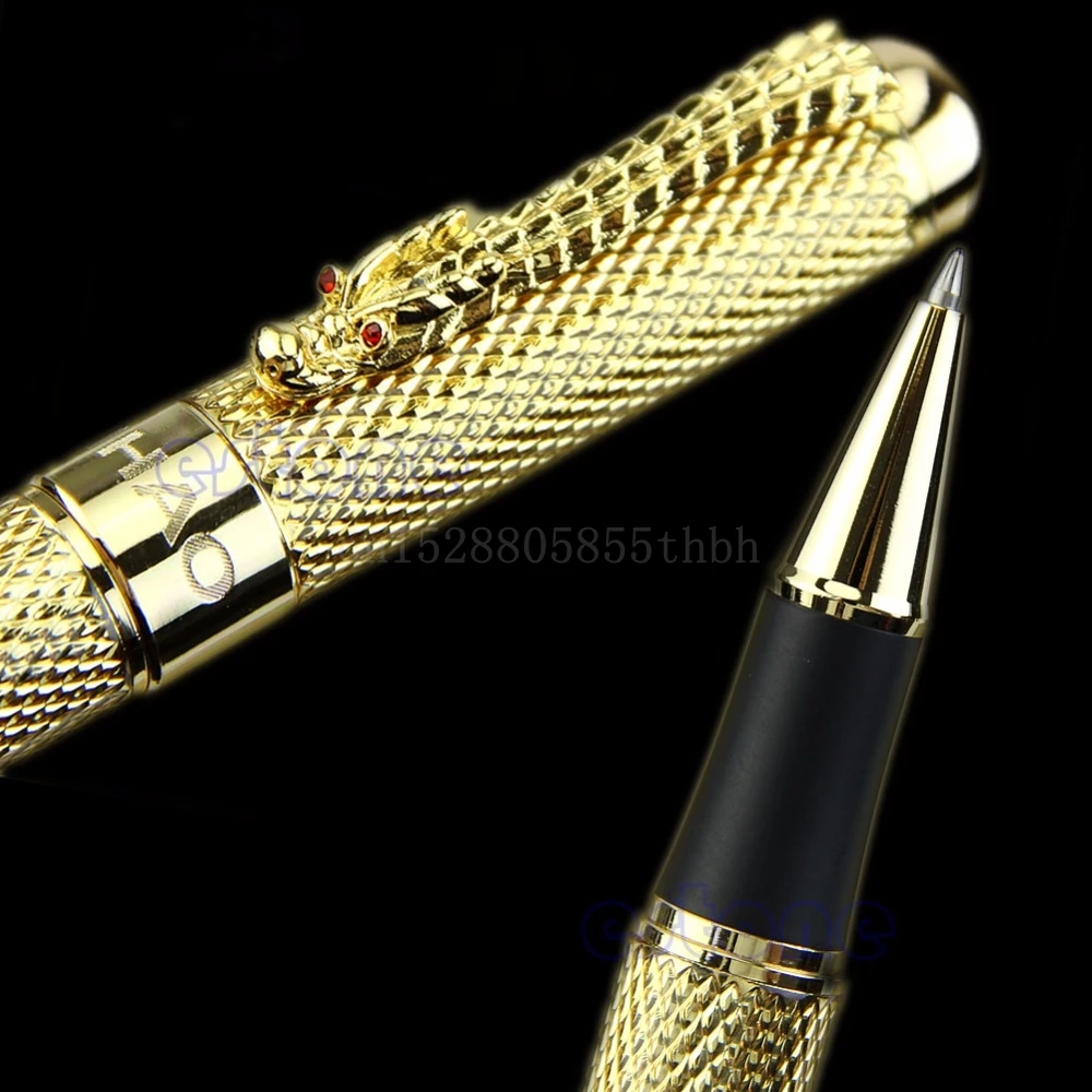 Лучший Noblest Jinhao 1200 Дракон Клип Шариковая ручка Полный Золотой канцелярские