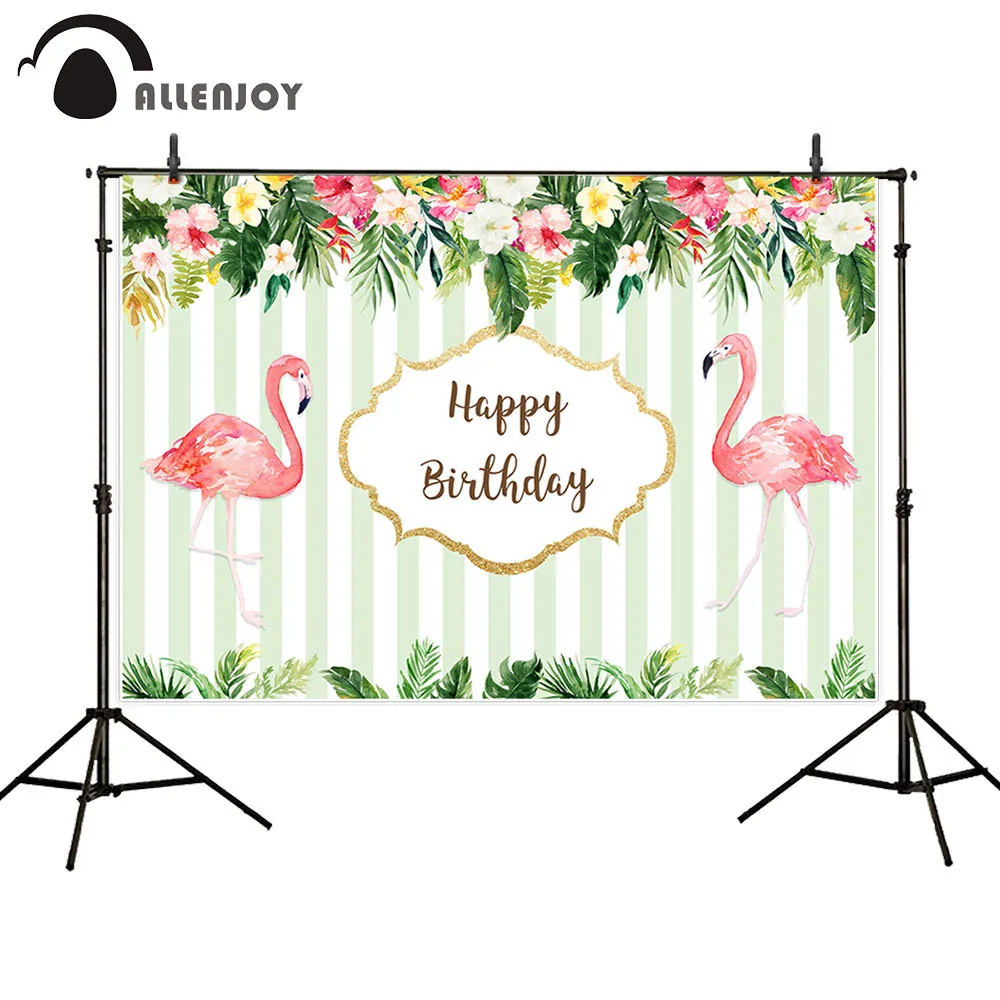 Allenjoy 1 день рождения пользовательский фон Фламинго тропическая тема цветы белые