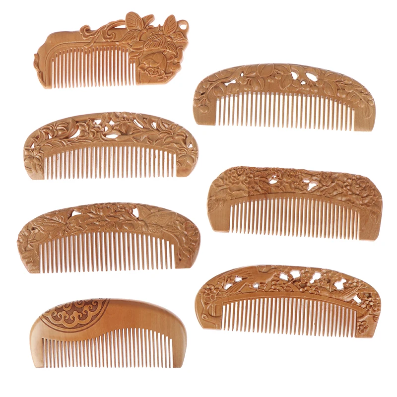 

7Styles New Design Comb Natural Peach Wood Healthy No-static Massage Hair Wooden Comb Health Care 1PCS