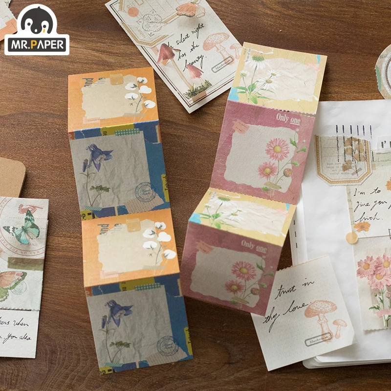 Mr.Paper 16pcs/lot Natural Square Loose Leaf Scrapbook Memo Pads Write Down Points Planner Notepad Note School Official Supplies |