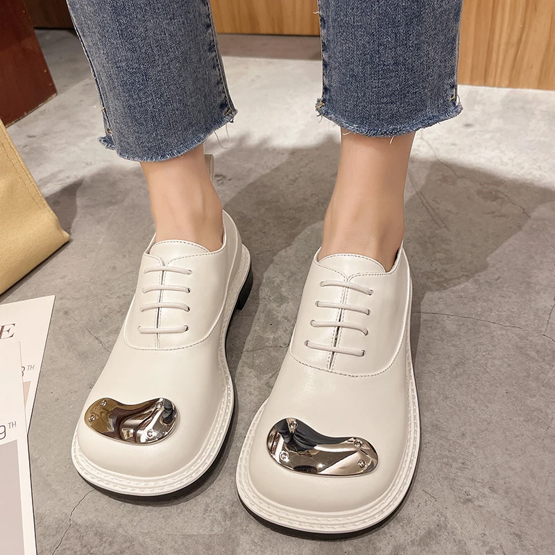 

Rimocy/модные женские туфли на низком каблуке с металлической пряжкой; Туфли-оксфорды на шнуровке в британском стиле; Женские туфли-лодочки из ...