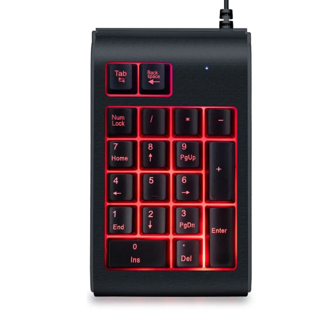 Usb-проводная цифровая клавиатура с 19 клавишами, мини-портативная Водонепроницаемая трехцветный светодиод, Подсветка клавиатуры для компьютера, ноутбука, ПК
