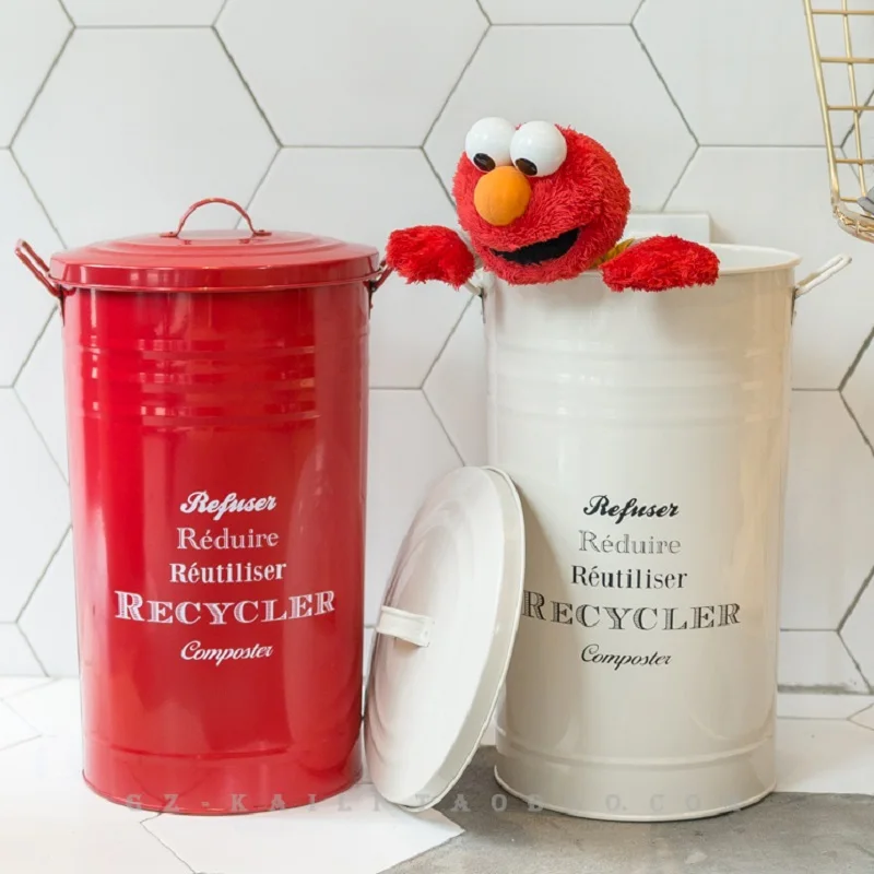 1 шт. Capacity15L покрытый Железный рисовый бочонок длинная бочка для мусора грязная