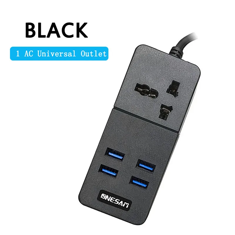 1AC Outlet black Силовая лента, 4 порта usb, быстрое зарядное устройство, умная Домашняя электроника, универсальная розетка, розетка для ЕС, США, Великобритании, Австралии, розетка, адаптер, евровилка - Цвет: 1AC Outlet black
