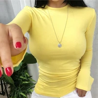 summer top long sleeve korean style spring fall sexy t shirt women 2021 fashion elasticity woman clothes slim tees tops femme