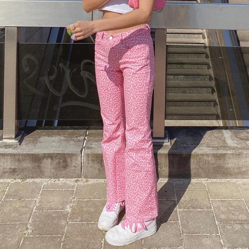 

Модные весенне-осенние розовые расклешенные брюки 2021, женские узкие брюки с высокой талией в стиле Instagram, Корейская версия, винтажная улична...