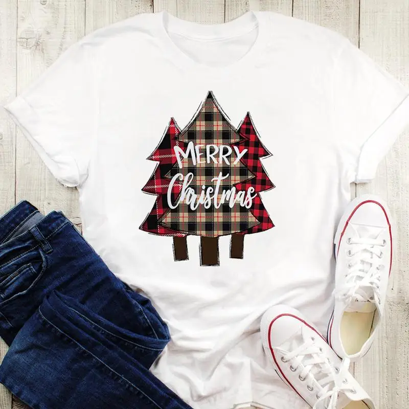 Женская футболка женская с графическим рисунком в клетку изображением дерева 2022