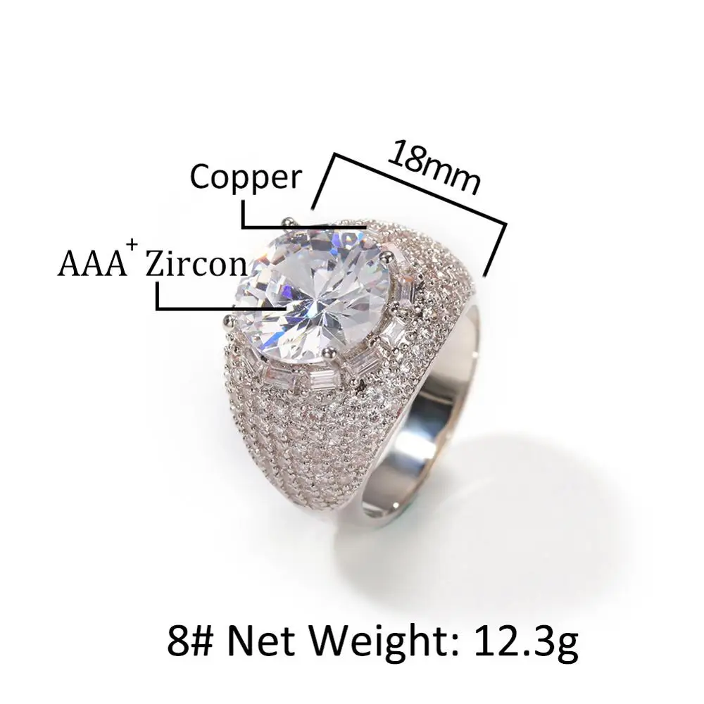 

Women Rings Micro Paved Bling Iced Out AAA Cubic Zircon Gold Silver Color Personality Hip Hop Jewelry For Men Rings Gifts