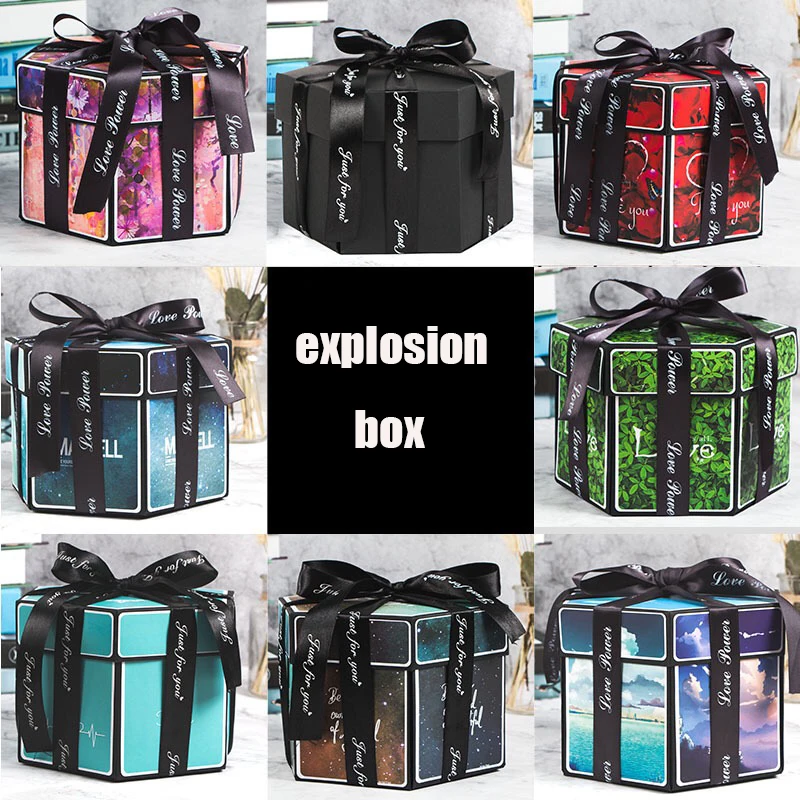 Шестигранная коробка сделай сам с сюрпризом любовь скрапбукинг фотоальбом