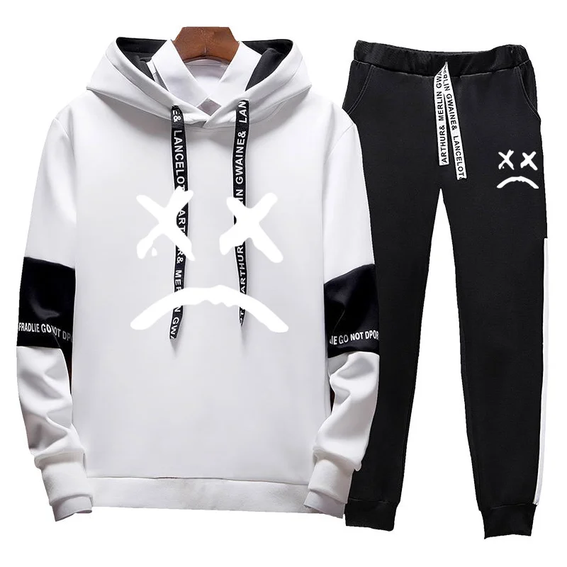 

Patchwork Men's Sportswear Sets 2021 Autumn Winter Hooded Thick Male Casual Tracksuit Men 2 Piece Sweatshirt + Sweatpants Se