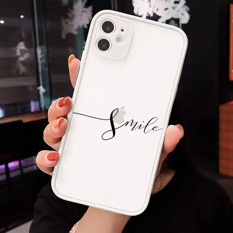 

Love Heart Letter Phone Case For iPhone 12 11 Mini Pro XR XS Max 7 8 Plus X Matte transparent White Back Cover
