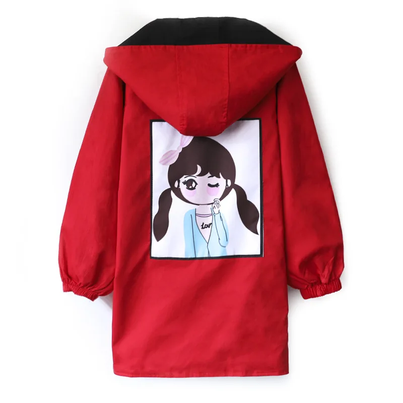 Two Sides Wear Jackets for Girl Hooded Thin Autumn Jacket Children Windbreaker Girls Trench Coat Outwear Children's Clothing | Детская