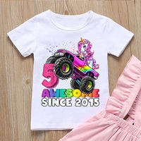 funny boys t shirt cute unicorn cartoon print kids clothes summer toddler baby tshirt 5th birthday costume girls t shirt tops