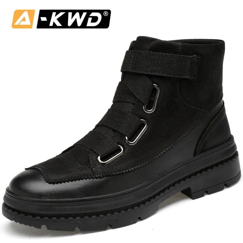 

Fashion Slip-on Shoes Men Work Men Winter Boots Simple Lace-up Man Boots Shoes Genuine Leather High Tops Casual Ankle Boot 38-47