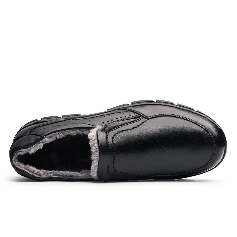 Теплые мужские ботинки из натуральной кожи большие модные зимние удобные