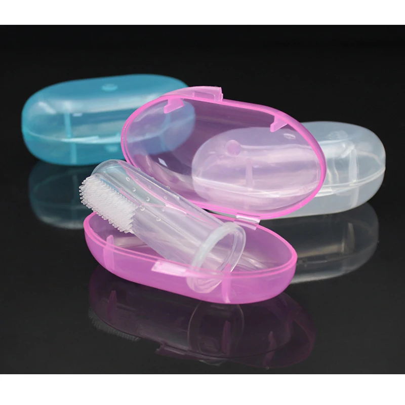 

1Pcs Silicone Finger Toothbrush Infant Training Soft Tooth Brush with Storage Box Cleaning Teeth Brushes Oral Dental Care