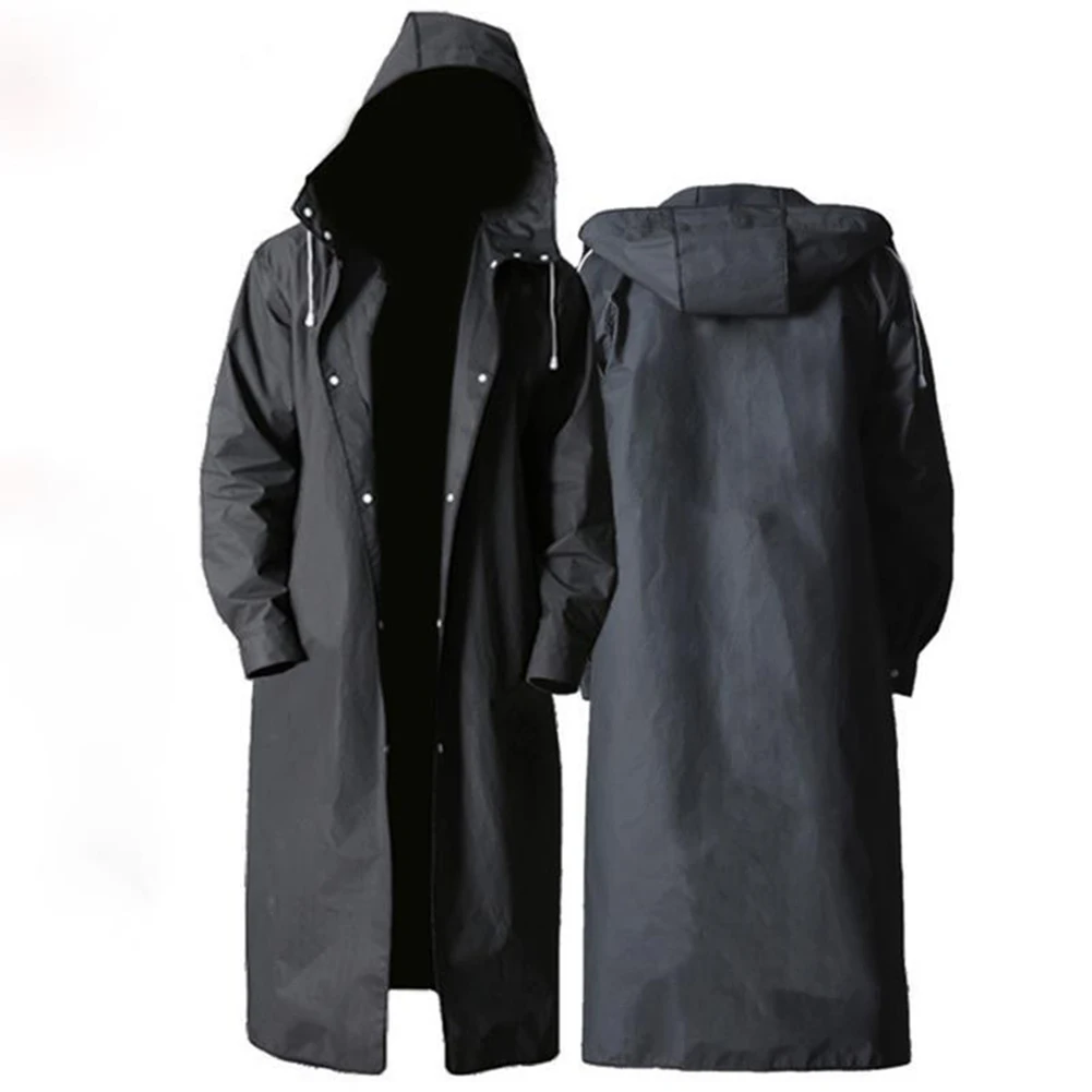 

New Black Fashion Adult Waterproof Long Men Women Raincoat Hooded for Big Boy Girl Travel FIshing Climbing Cycling Accessory