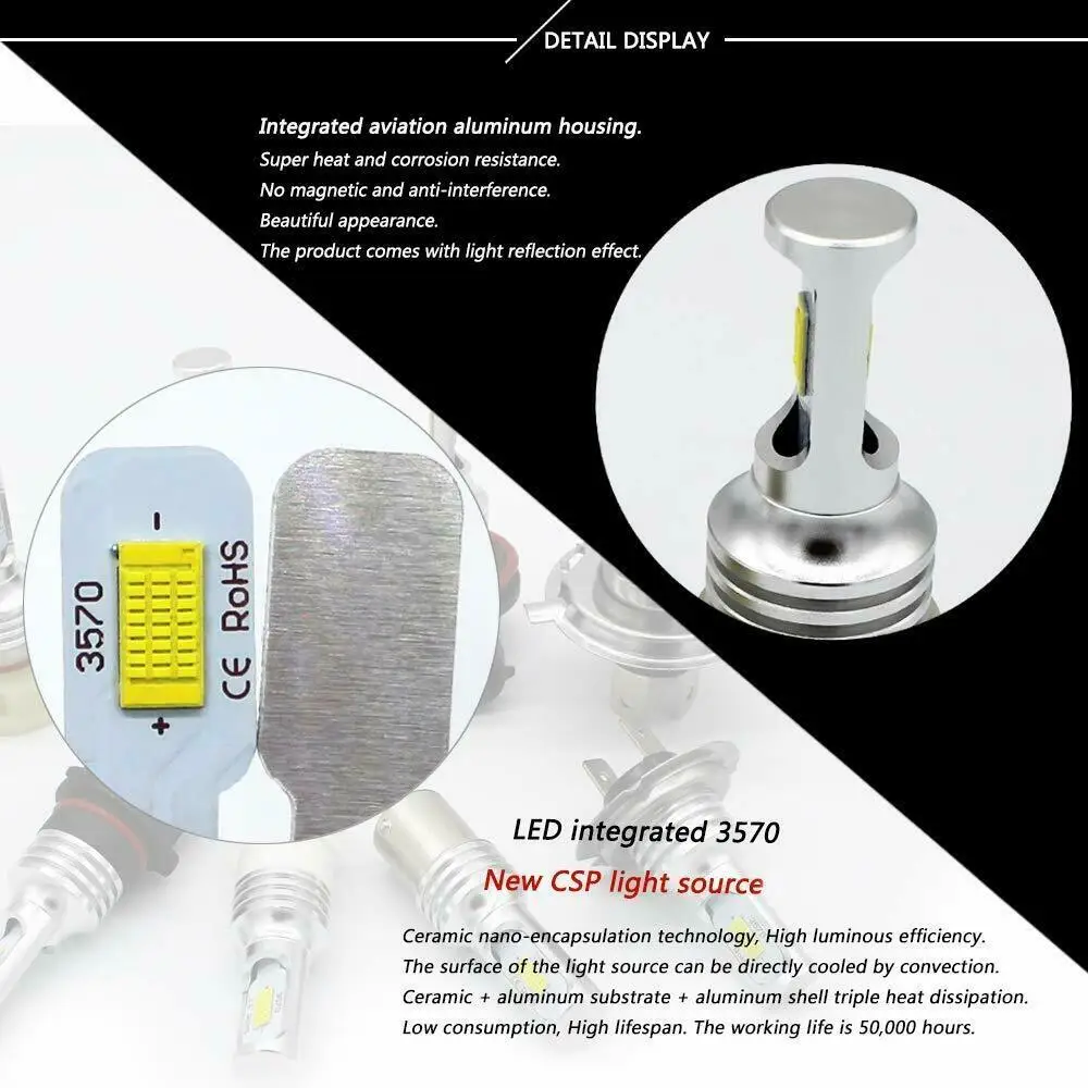 

Mini H7 + H7 Combo LED Headlight Kit Bulbs High Low Beam 240W 52000LM 6000K Kit H7 LED Headlight Bulbs