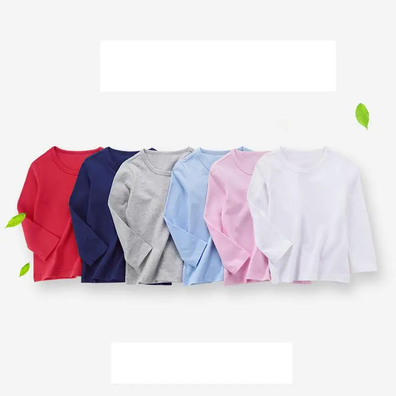 Футболка для девочек белая хлопковая футболка с длинным рукавом мальчиков и