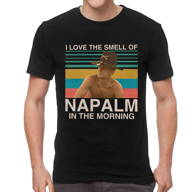 

Футболка мужская с надписью «I Love The Smell Of Napalm The Morning», хлопковая Футболка с графическим принтом, с коротким рукавом, с Биллом килгором апокали...