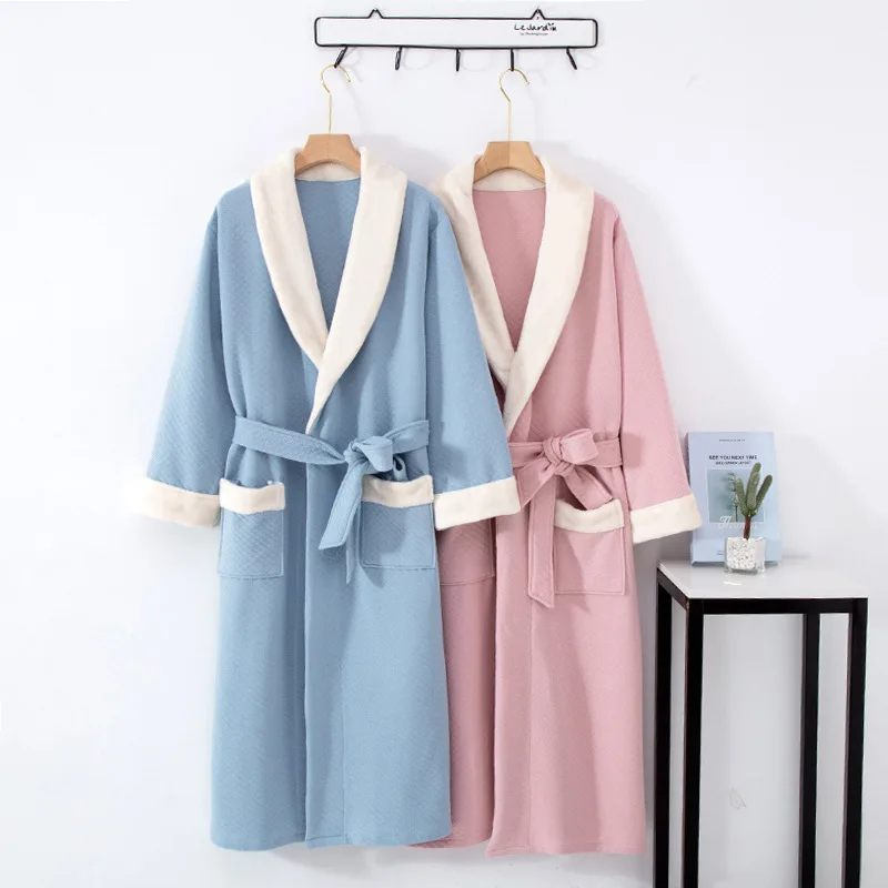 

Night gown women winter thickened fresh bathrobe pure cotton nightgown cute nightdress to keep warm