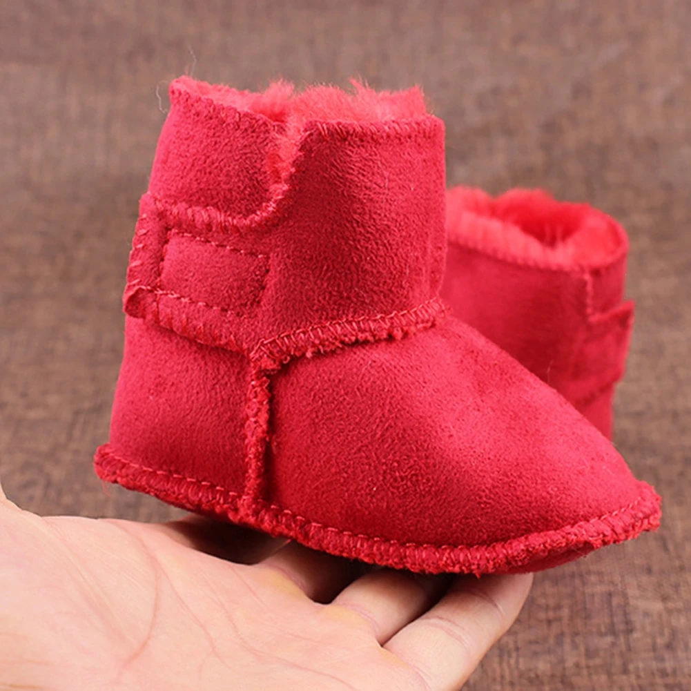

ETOSELL Winter Toddler Fluffy Newborn Shoes 0-15M Infant Suede Snow Boots Baby Boys Girls Plush Soft Sole Cute First Walker