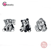 gw 925 sterling silver transformers panda elephant charm bead european jewelry fit bracelet chain diy accessories