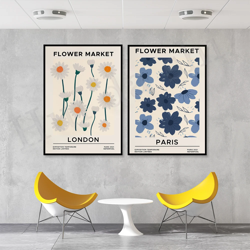 

London Flower Market Print, Paris Flower Market Poster, Flower Wall Art, Floral Print, Plant Illustrations, Botanical Art