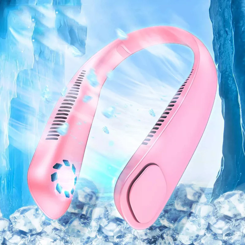 

Summer Electric Fan Travel Hanging Neck Fan USB Charg Portable Air Cooler Handheld Student Lazy Hanging Neck Small Mini Net Fan