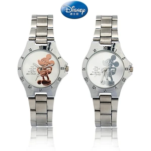 Часы кварцевые для мальчиков и девочек, стальные часы с Минни-Маусом и Микки-Маусом, золотистые и Серебристые, подарок на день рождения