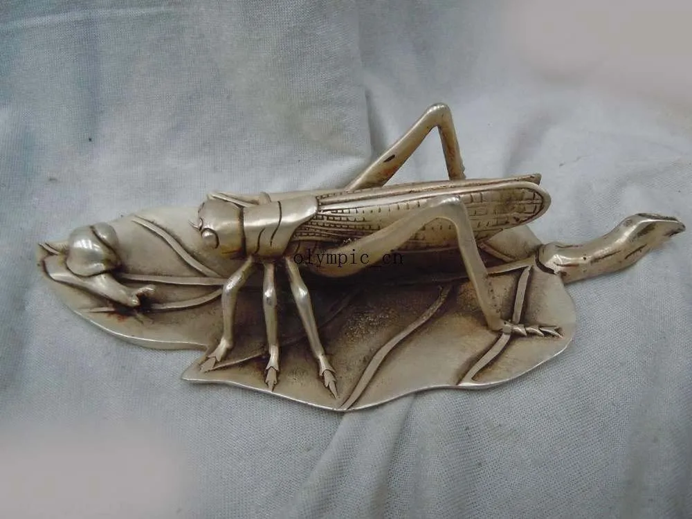 Серебряная резная Статуэтка DS China с мелкой улиткой и кузнечиком|Статуи