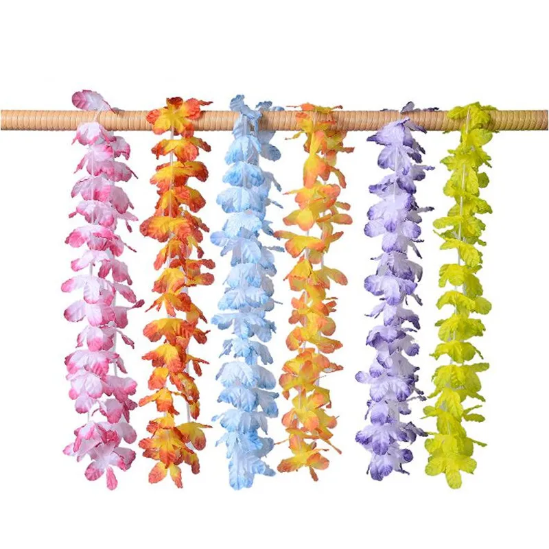 Hawaii Leis Costume for Women Girls Flower Necklace Garland Hawaiian Hula Dance Decor Wreath Tropical Party Christmas