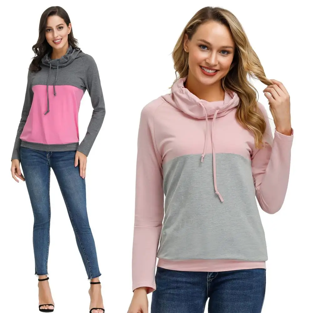 Kate Kasin Женский Повседневный пуловер с капюшоном контрастного цвета милые