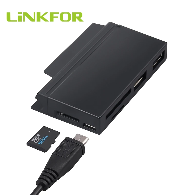 LiNKFOR высокоскоростной USB C концентратор адаптер 3 слотный кардридер 0