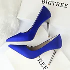 Туфли-лодочки женские шелковые на каблуке, 11 цветов, размера плюс