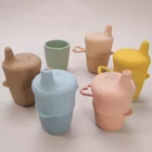 Детская силиконовая кружка для питьевой воды, без БФА, чашка для закусок, однотонная, портативная, для улицы