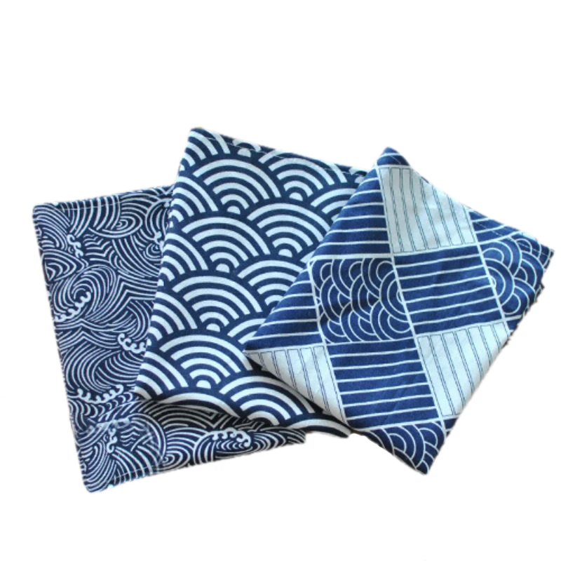 40х70 см секционный клетчатый коврик в японском стиле с морскими волнами салфетки