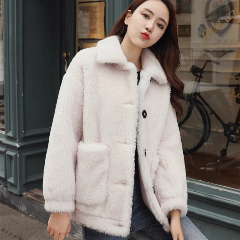 Модное женское пальто из искусственного меха Осень-зима 2019 Толстая теплая куртка