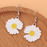 10 pairslot enamel sunflowers daisy flower earrings for fashion women girl metal drop earring jewelry accessories