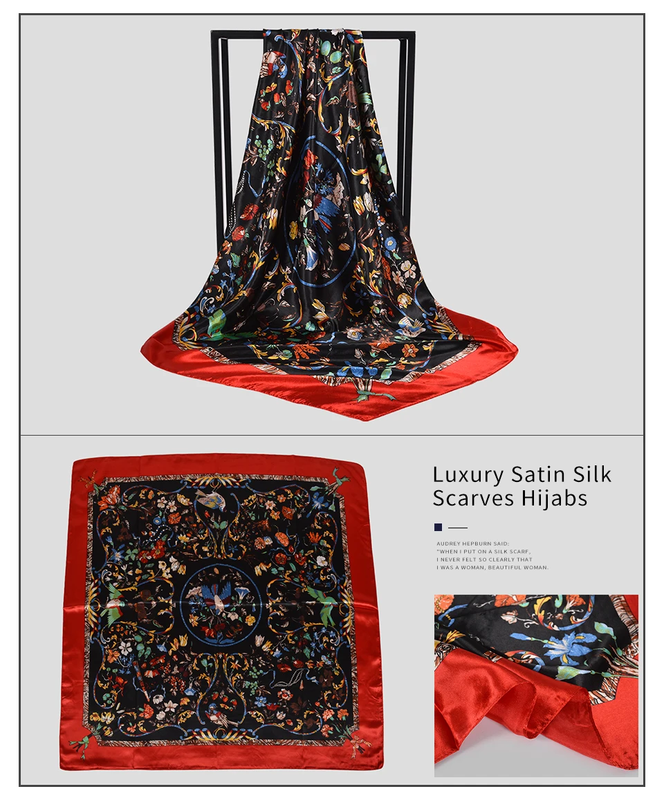 [BYSIFA] бренд Роскошный шелковый шарф шаль Женская мода Черный Хаки большие квадратные шарфы элегантный мусульманский головной платок