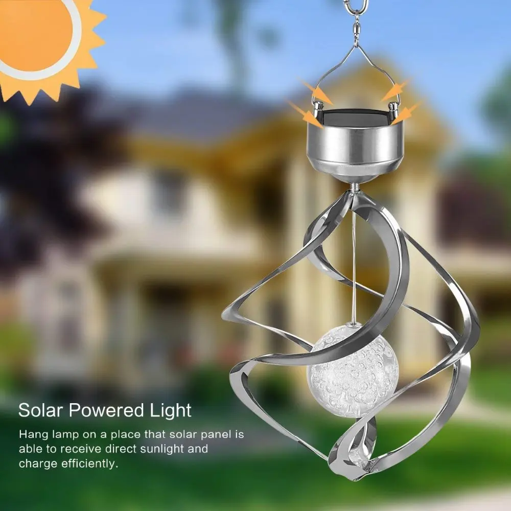 Jual RGB Surya Angin Berpadu LED Warna Berubah Menggantung Lampu Angin Tahan Air Spiral Lampu Spinner Untuk Taman Halaman Rumput Balkon Teras