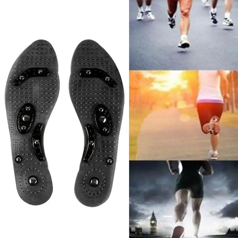 

1pair Massage Insoles With 8pcs Transparent Magnet Stone 27cm Silicone Insole Unisex Feet Therapy Slimming Pads Foot Health Care