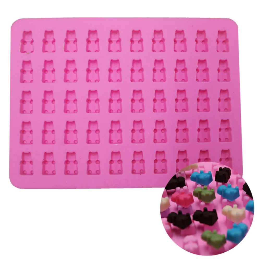50 отверстий 100% пищевой силикон медведь Жевательные Конфеты Форма Силиконовый