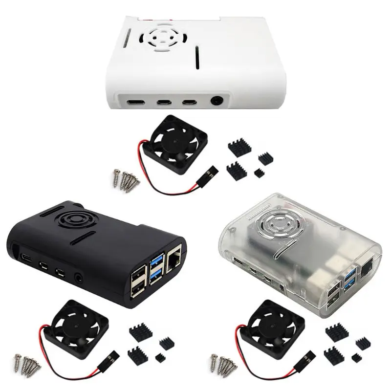 ABS Пластик чехол Корпус с охлаждающим вентилятором радиаторы для Raspberry Pi 4 модели B