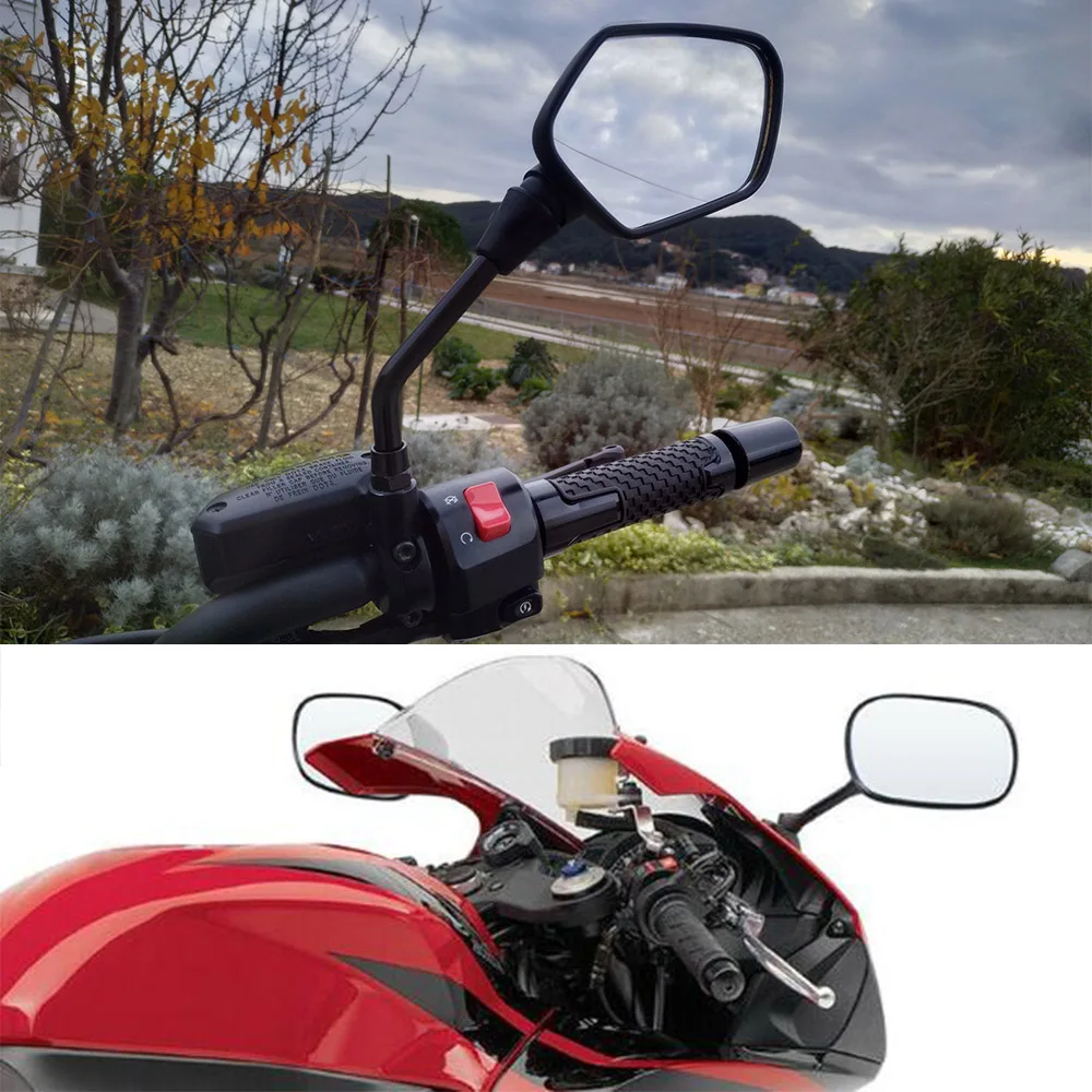 Универсальное зеркало заднего вида для мотоцикла 8 мм 10 черное YAMAHA YZF R1 R6 R6S R25 R3 R125